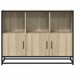 Berkfield Home Sideboard Sonoma Oak 100x35x76 cm Engineered Wood in Brown - Size: 100 x 35 x 76 cm - thumbnail 4