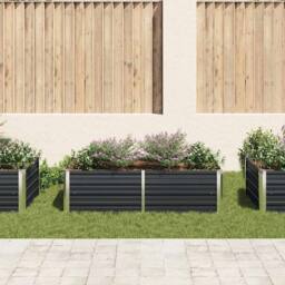 Berkfield Home Raised Garden Bed 160x80x45 cm Galvanised Steel Anthracite in Charcoal - Size: 160 x 80 x 45 cm - thumbnail 1