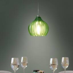Wyld and Coco Home Pendant Lamp - Bell-Shaped Green Glass Retro Lighting - thumbnail 1