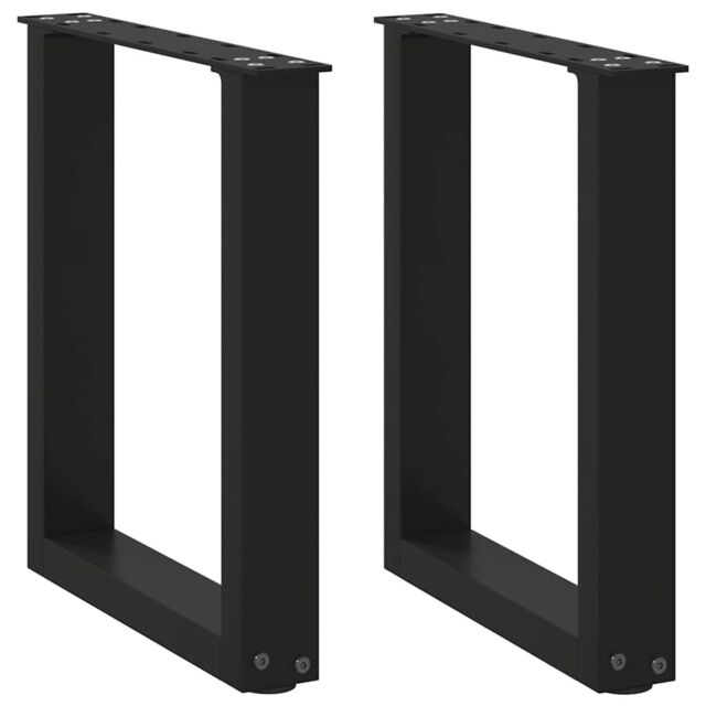 Berkfield Home Coffee Table Legs U-Shaped 2 pcs Black 38x(42-43) cm Steel - image 1
