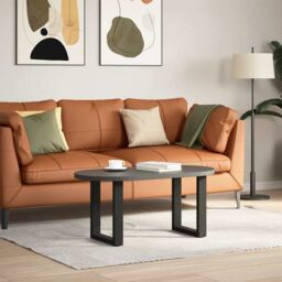 Berkfield Home Coffee Table Legs U-Shaped 2 pcs Black 38x(42-43) cm Steel - thumbnail 2