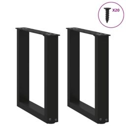 Berkfield Home Coffee Table Legs U-Shaped 2 pcs Black 38x(42-43) cm Steel - thumbnail 3