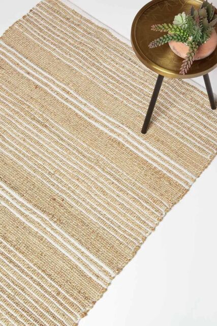 Homescapes Arlyn Natural Striped Handwoven Jute Rug - Size: 120 cm x 170 cm - image 1