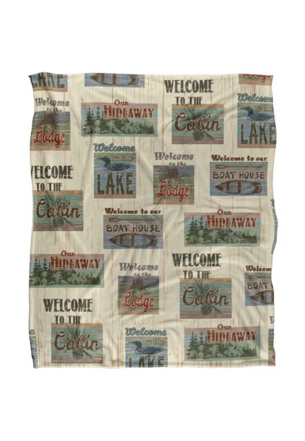 JQ Licensing Jl-Jp Welcome To The Cabin Lake Signs Silky Touch Super Soft Throw Blanket 152 X 127 cm in White - image 1
