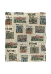 JQ Licensing Jl-Jp Welcome To The Cabin Lake Signs Silky Touch Super Soft Throw Blanket 152 X 127 cm in White - thumbnail 1