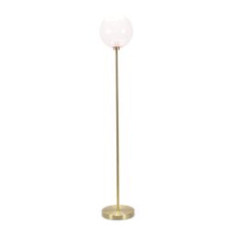 ValueLights Frenchie Pink Tinted Glass Globe Gold Stem Floor Lamp - thumbnail 2