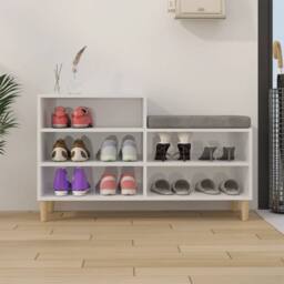 Berkfield Home Shoe Cabinet High Gloss White 102x36x60 cm Engineered Wood - Size: 102 x 36 x 60 cm - thumbnail 1
