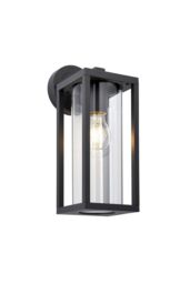 Netlighting Hamden Modern Exterior Wall Light Textured Black Clear Glass Diffuser IP44 - thumbnail 1
