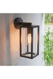 Netlighting Hamden Modern Exterior Wall Light Textured Black Clear Glass Diffuser IP44 - thumbnail 6