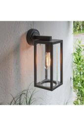 Netlighting Hamden Modern Exterior Wall Light Textured Black Clear Glass Diffuser IP44 - thumbnail 3