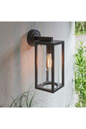 Netlighting Hamden Modern Exterior Wall Light Textured Black Clear Glass Diffuser IP44 - thumbnail 4