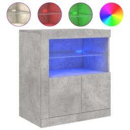 Berkfield Home Sideboard with LED Lights Concrete Grey 60.5x37x67 cm - thumbnail 2