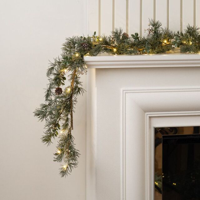 Scottish Everlastings Ltd 150cm Natural Feel Garland with lights in Green - image 1