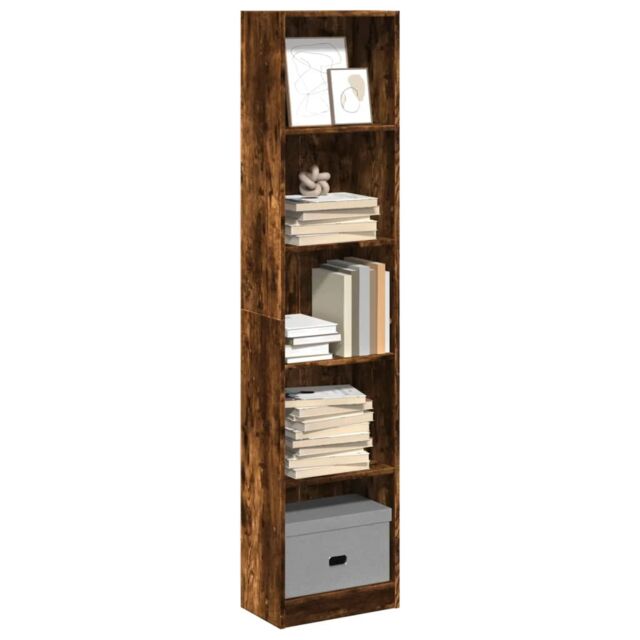 Berkfield Home Bookcase Smoked Oak 40x24x176 cm Engineered Wood in Brown - Size: 40 x 24 x 176 cm - image 1