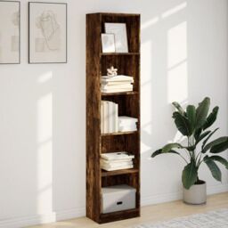 Berkfield Home Bookcase Smoked Oak 40x24x176 cm Engineered Wood in Brown - Size: 40 x 24 x 176 cm - thumbnail 3