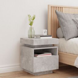 Berkfield Home Bedside Cabinet with LED Lights Concrete Grey 40x39x48.5 cm - thumbnail 3