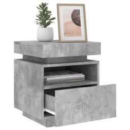 Berkfield Home Bedside Cabinet with LED Lights Concrete Grey 40x39x48.5 cm - thumbnail 4