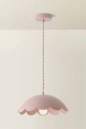 ValueLights Millie Metal Flower Style Scallop Ceiling Pendant Light in Pale Pink - thumbnail 3