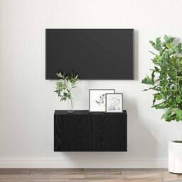 Berkfield Home TV Cabinet Set Black Oak Engineered wood Medium TV Cabinet - thumbnail 4