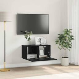 Berkfield Home TV Cabinet Set Black Oak Engineered wood Medium TV Cabinet - thumbnail 2