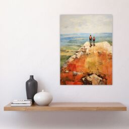 Artery8 The View Was Worth The Wait Hikers Reach The Summit Oil Painting Large Wall Unframed Art Poster Print Thick Paper 18X24 Inch - thumbnail 4