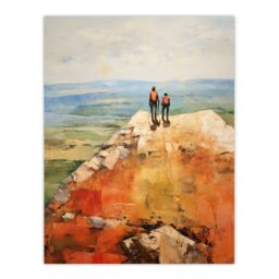 Artery8 The View Was Worth The Wait Hikers Reach The Summit Oil Painting Large Wall Unframed Art Poster Print Thick Paper 18X24 Inch - thumbnail 1