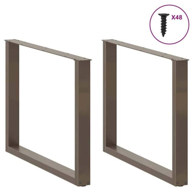Berkfield Home Modern Coffee Table Legs U-Shaped 3 pcs Natural Steel 100x(72-73) in Brown - image 1