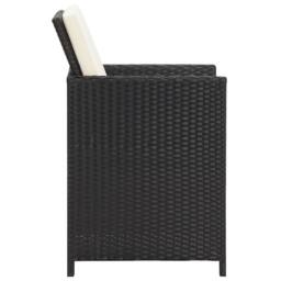 Berkfield Home Beautiful Garden Dining Chairs with Cushions 4 pcs Black Poly Rattan - thumbnail 4