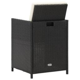 Berkfield Home Beautiful Garden Dining Chairs with Cushions 4 pcs Black Poly Rattan - thumbnail 5