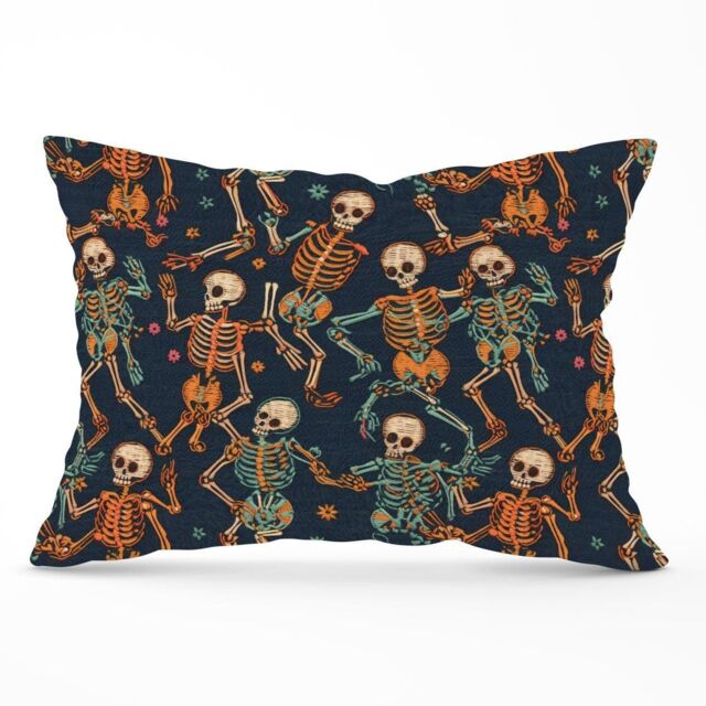Warren Reed - Designer Dancing Skeletons Cushions in Orange - Size: 60 cm x 60 cm - image 1
