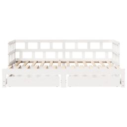 Berkfield Home Daybed with Trundle & Drawers without Mattress White 90x200 cm - thumbnail 4