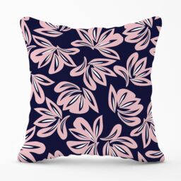 Warren Reed - Designer Pink Navy Floral Botanical Pattern Outdoor Cushion - Size: 60 cm x 60 cm - thumbnail 1