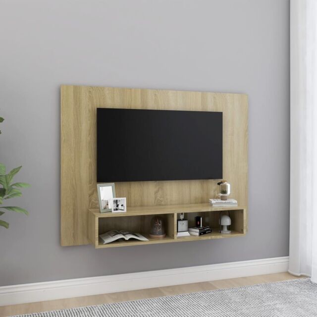Berkfield Home Wall TV Cabinet Sonoma Oak 120x23.5x90 cm Engineered Wood in Brown - image 1