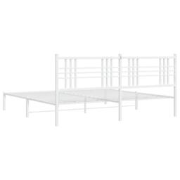 Berkfield Home Metal Bed Frame without Mattress with Headboard White 193x203cm - Size: 193x203 cm - thumbnail 6
