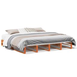 Berkfield Home Bed Frame without Mattress Wax Brown 180x200 cm Super King Solid Wood Pine - thumbnail 2