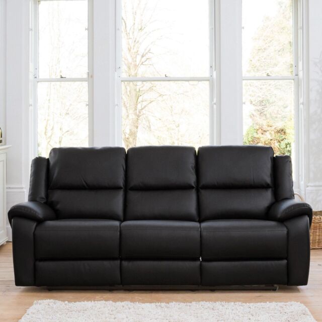 Artemis Home Brookhaven 3 Seat Electric Recliner Sofa in Black