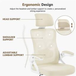 KORVIXA High Back Mesh Office Chair in Beige - Size: 0.6m2 - thumbnail 5