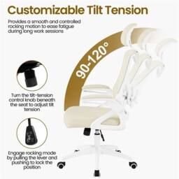 KORVIXA High Back Mesh Office Chair in Beige - Size: 0.6m2 - thumbnail 4
