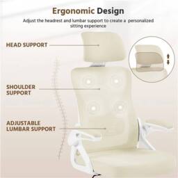 KORVIXA High Back Mesh Office Chair in Beige - Size: 0.6m2 - thumbnail 3