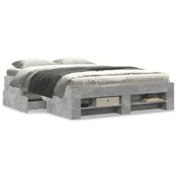 Berkfield Home Bed Frame without Mattress Concrete Grey 140x200cm Engineered Wood - Size: 140x200 cm - thumbnail 4
