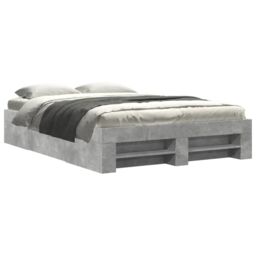 Berkfield Home Bed Frame without Mattress Concrete Grey 140x200cm Engineered Wood - Size: 140x200 cm - thumbnail 2