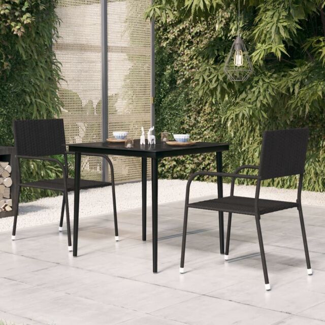 Berkfield Home Garden Dining Table Black 80x80x74 cm Steel & Glass - Size: 80 x 80 x 74 cm - image 1
