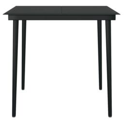 Berkfield Home Garden Dining Table Black 80x80x74 cm Steel & Glass - Size: 80 x 80 x 74 cm - thumbnail 3