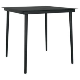 Berkfield Home Garden Dining Table Black 80x80x74 cm Steel & Glass - Size: 80 x 80 x 74 cm - thumbnail 2