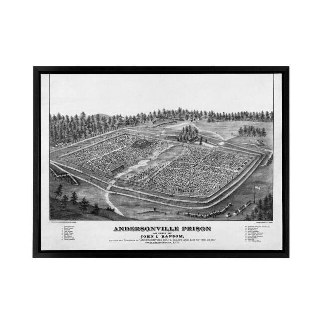 "Artery8 Ransom US Civil War Andersonville Prison Framed Canvas Wall Art Print in Grey - Size: W12"" x H16""" - image 1