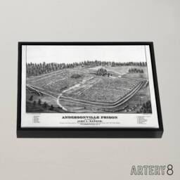 "Artery8 Ransom US Civil War Andersonville Prison Framed Canvas Wall Art Print in Grey - Size: W12"" x H16""" - thumbnail 2