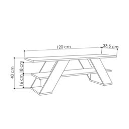 Decortie Farfalla' TV Unit Multimedia Centre with Shelves 120cm in Natural - Size: 1 Pack - thumbnail 4