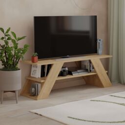 Decortie Farfalla' TV Unit Multimedia Centre with Shelves 120cm in Natural - Size: 1 Pack - thumbnail 6