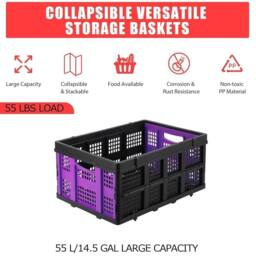 VOGREX Collapsible Crate 55L Foldable Plastic Food Milk - thumbnail 3