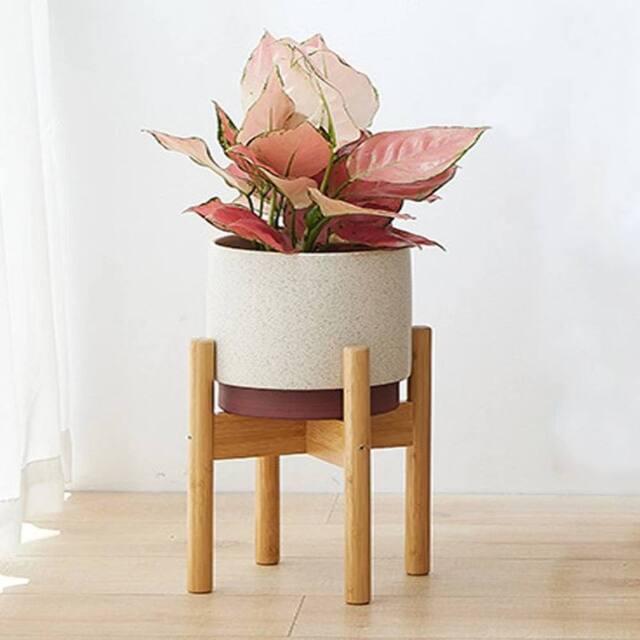 Kelvenix Adjustable Flower Pot Holder Brown Stand Bamboo - image 1